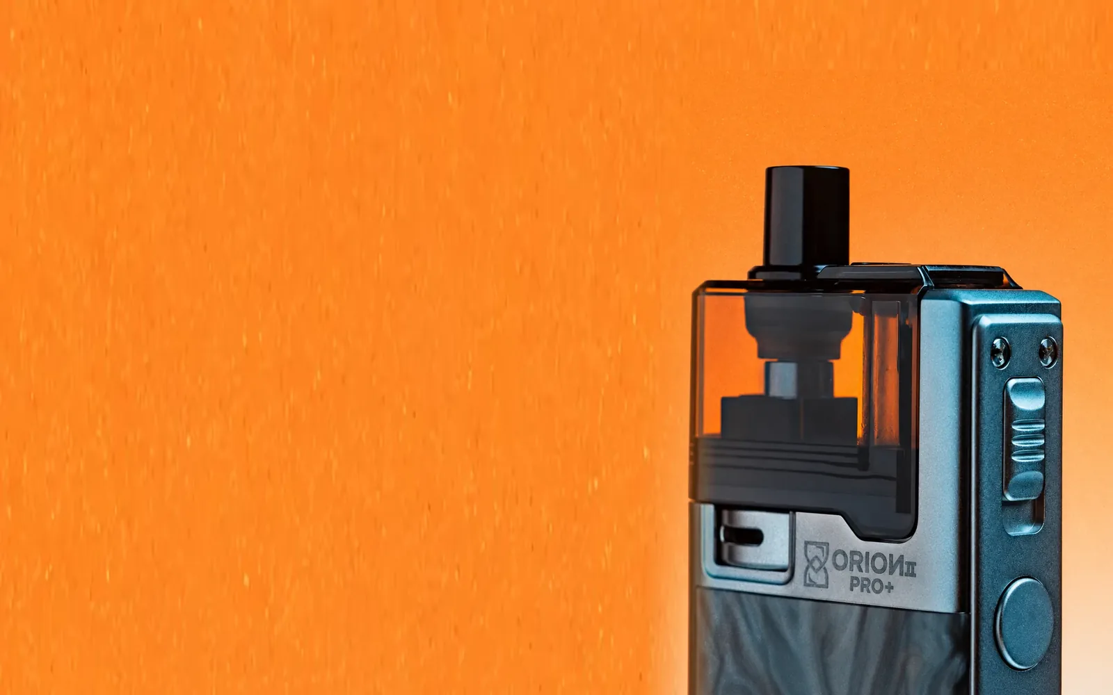 ORION II PRO+ shown against an expanded orange campaign backdrop